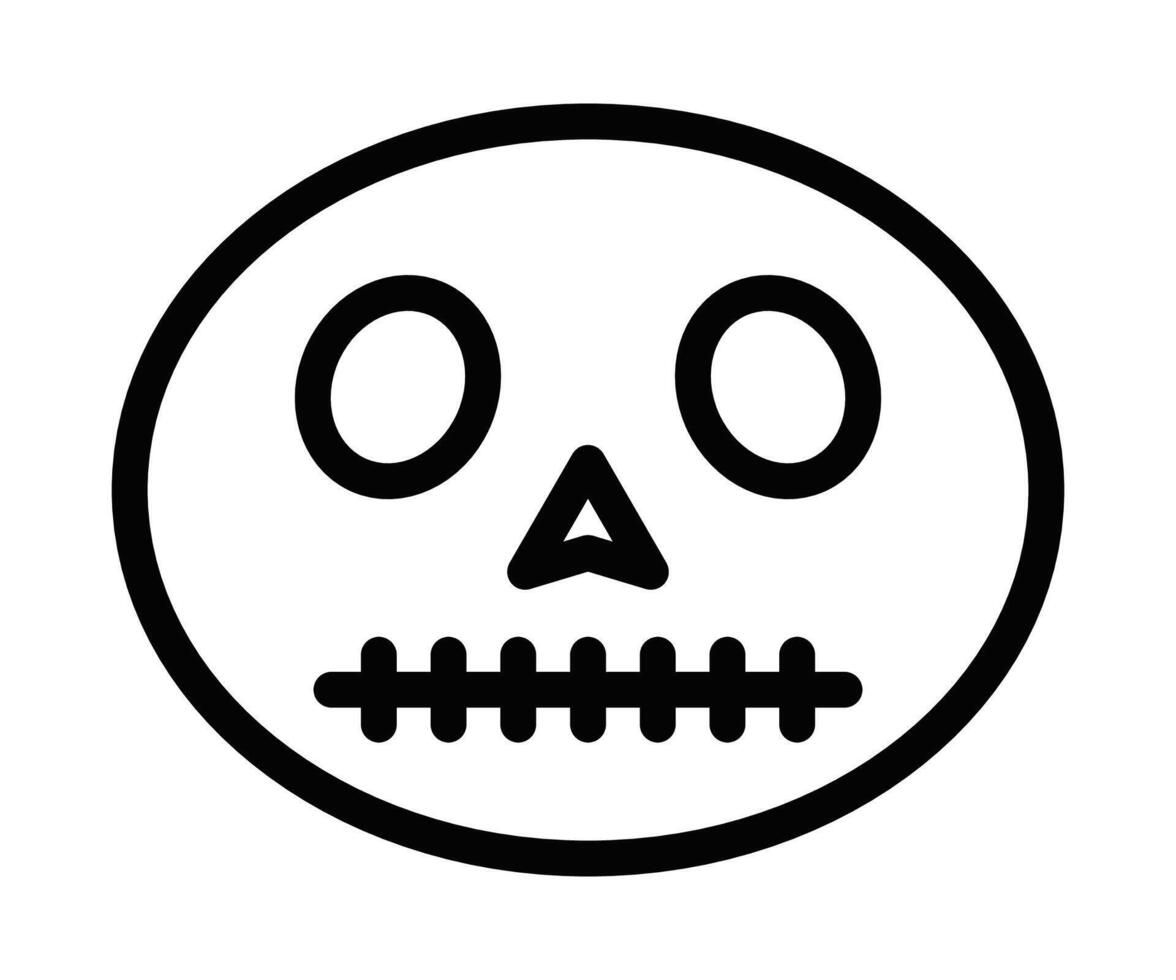 Illustration of a simple skull face icon, symbolizing danger, Halloween, and spooky themes. Editable stroke. vector