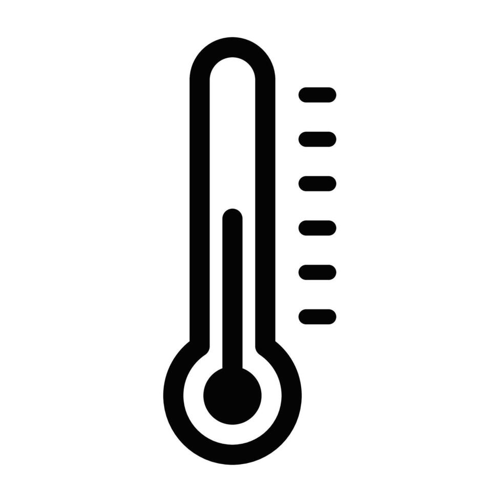 Icon of a thermometer, symbolizing temperature, weather, heat, or medical conditions like fever. Editable stroke. vector