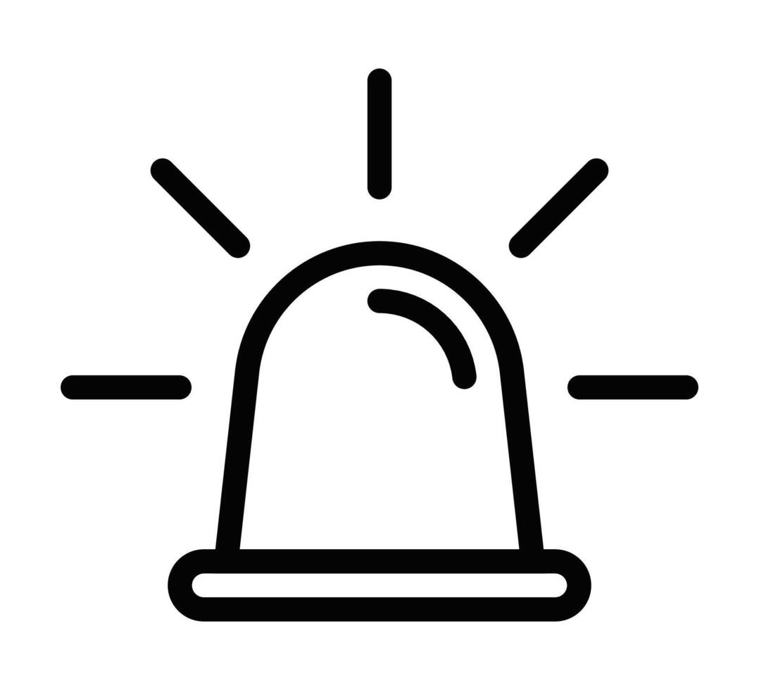 Simple icon of an alarm light, symbolizing emergency, alert, or warning signals. Editable stroke. vector