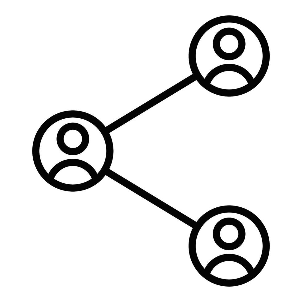 Simple icon showing connected users, representing social networking, communication, or community connections. Editable stroke. vector