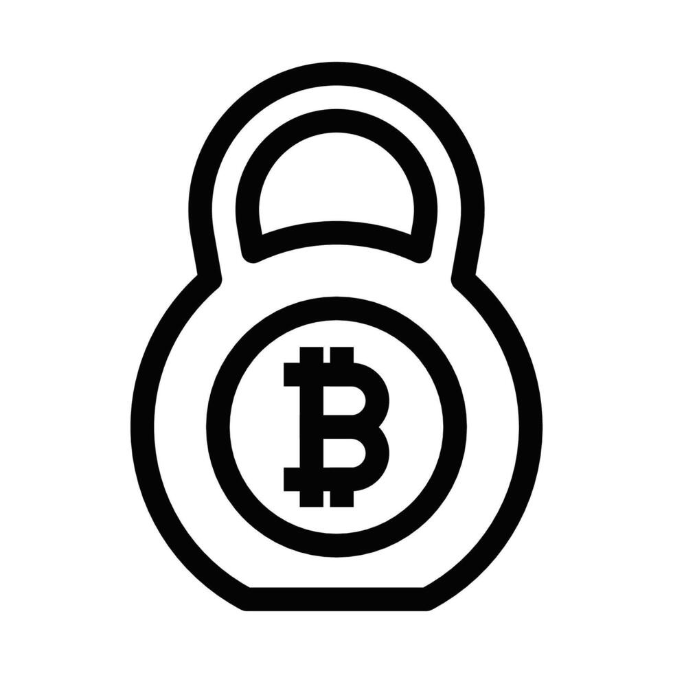 Illustration of a weight with a Bitcoin symbol, depicting cryptocurrency investment challenges or financial burden. Editable stroke. vector