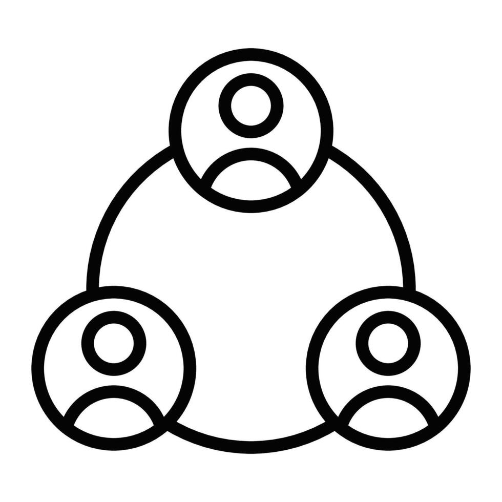 Illustration of three connected user profiles, symbolizing social connection and networking. vector