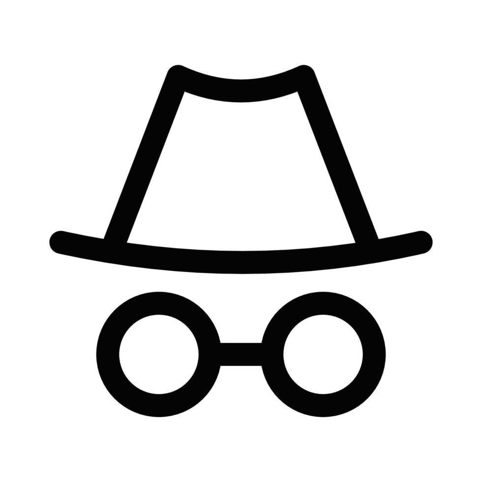 Illustration of an incognito icon, representing privacy, anonymity, or hidden mode for browsing and security themes. Editable stroke. vector