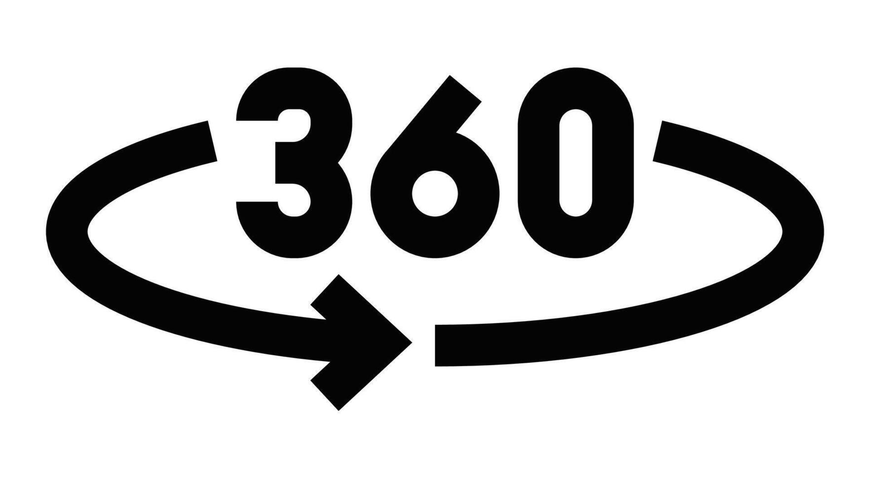 Illustration of a 360-degree view icon, symbolizing virtual tours, panoramic views, and interactive experiences. Editable stroke. vector