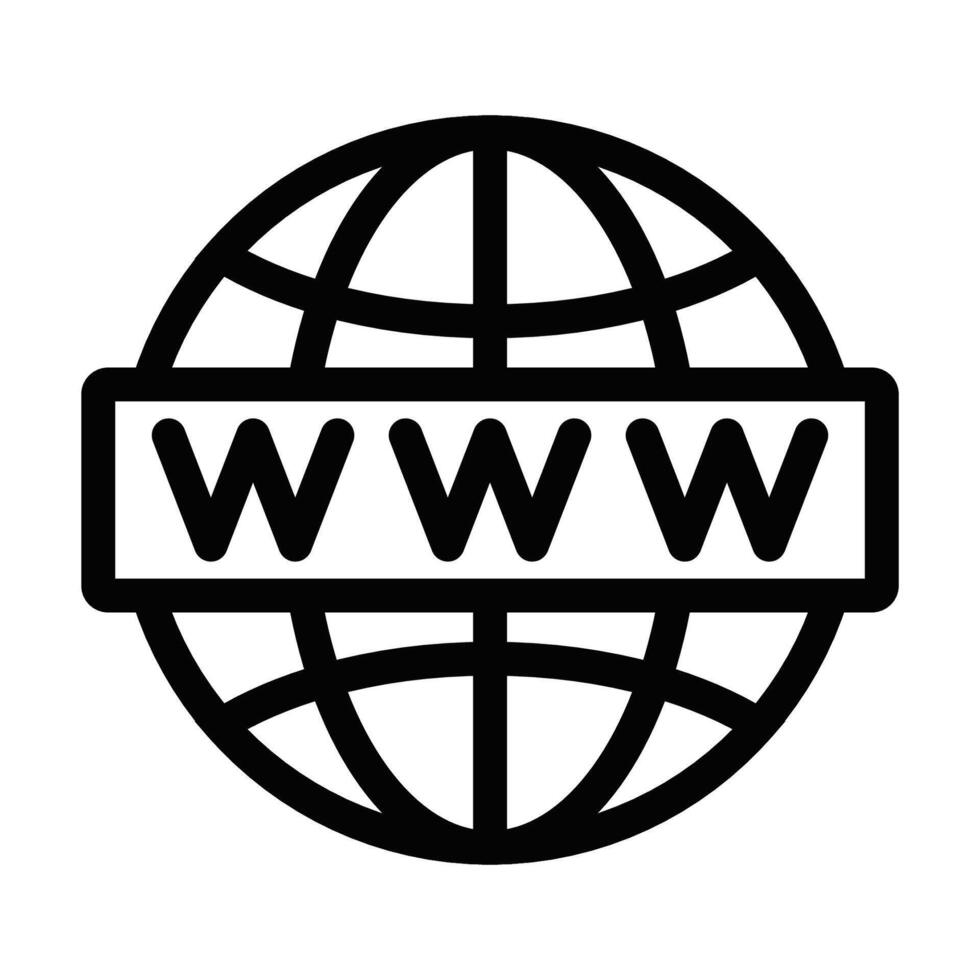 Illustration of a globe with www text, symbolizing internet, web, or global connection. Editable stroke. vector