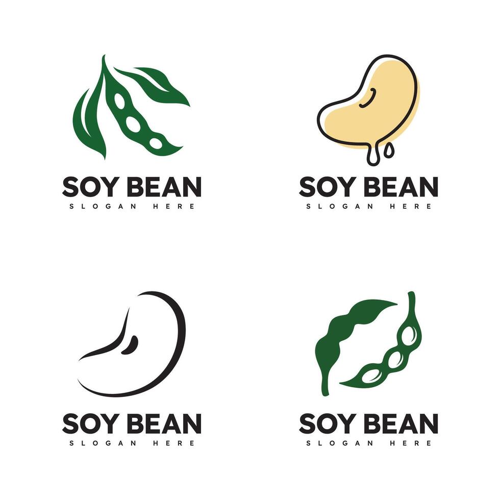 Soy bean logo healthy food design vector