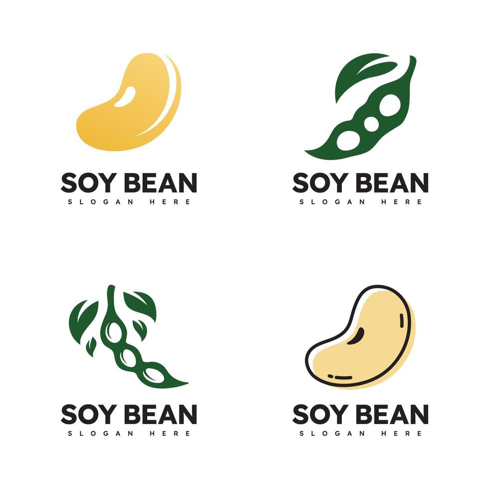 Soy bean logo healthy food design vector