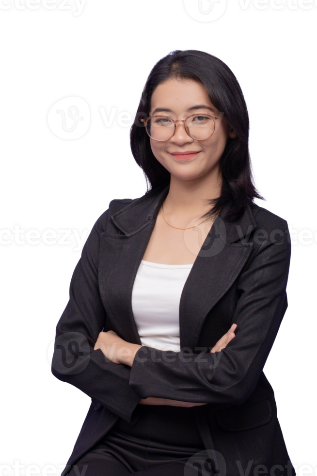 A woman in a business suit and glasses png