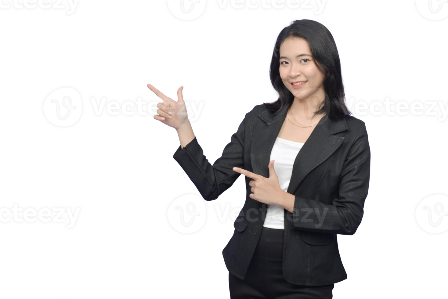 Business woman pointing at something png