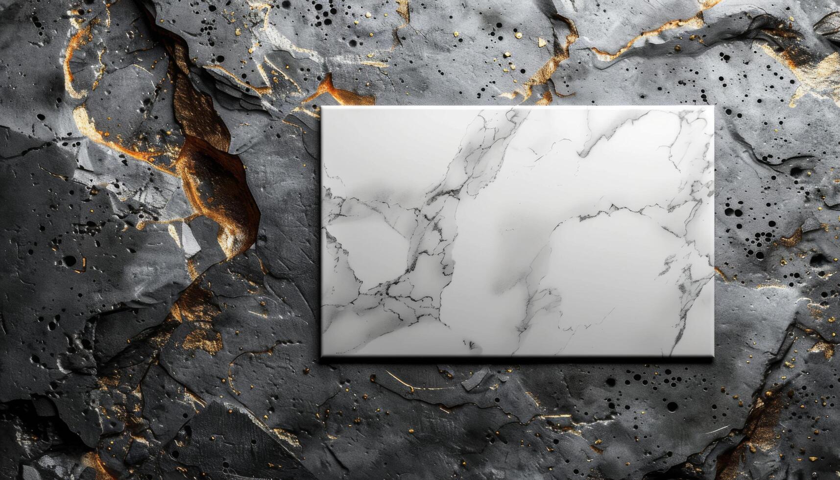 A white sign is placed on a wall with a rough, textured surface photo