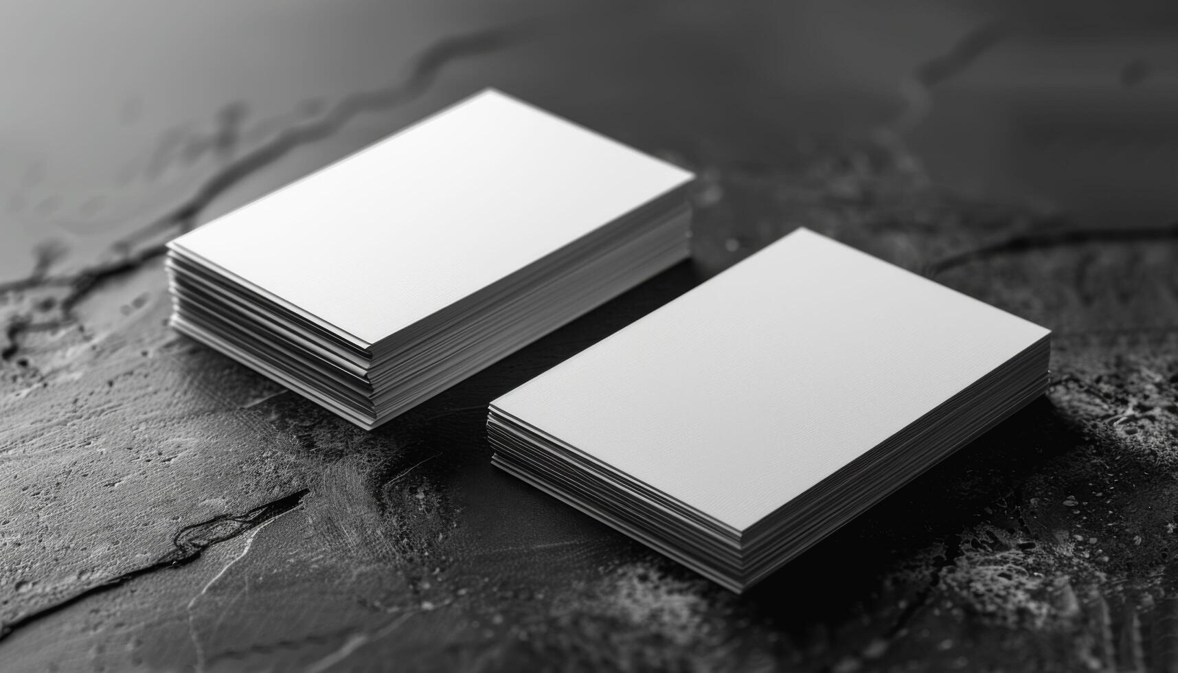 Two white business cards are stacked on top of each other photo