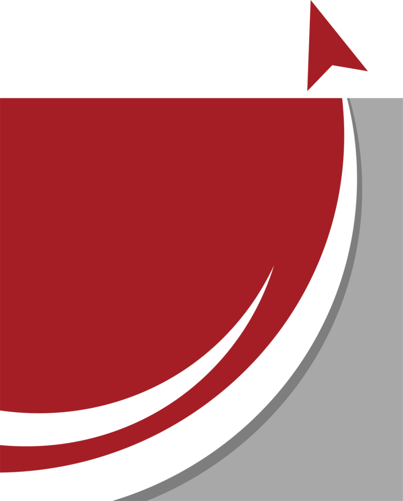 A red and black logo with a curved arrow png