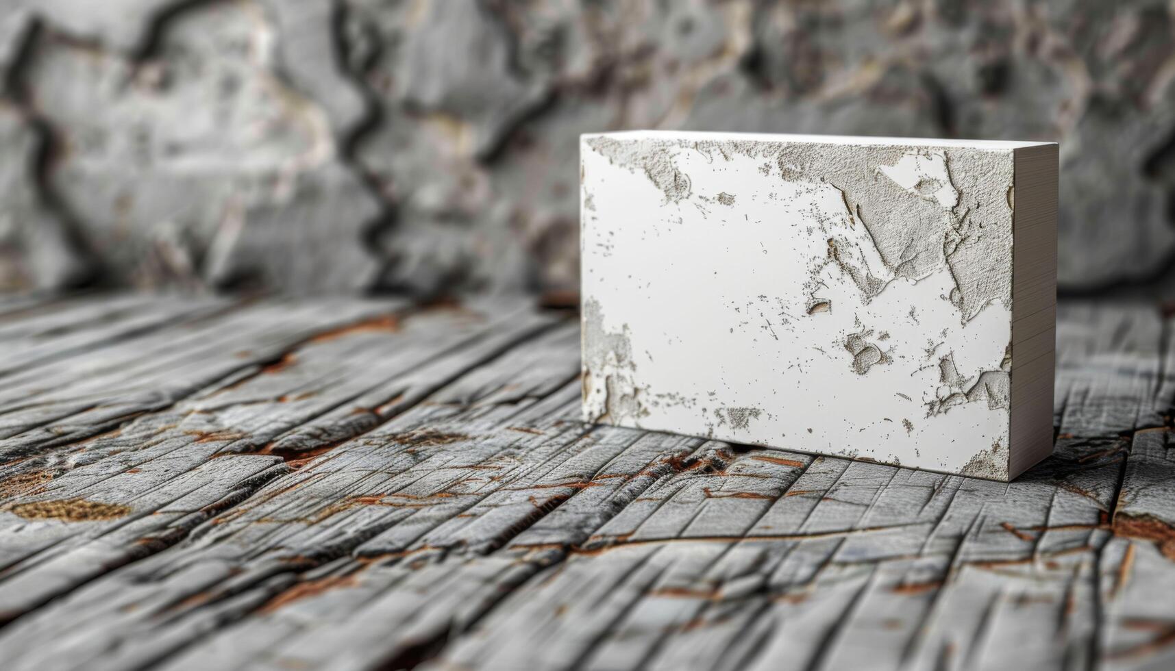 A white box sits on a wooden floor photo