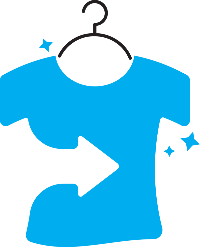 A blue t - shirt with an arrow pointing to it png