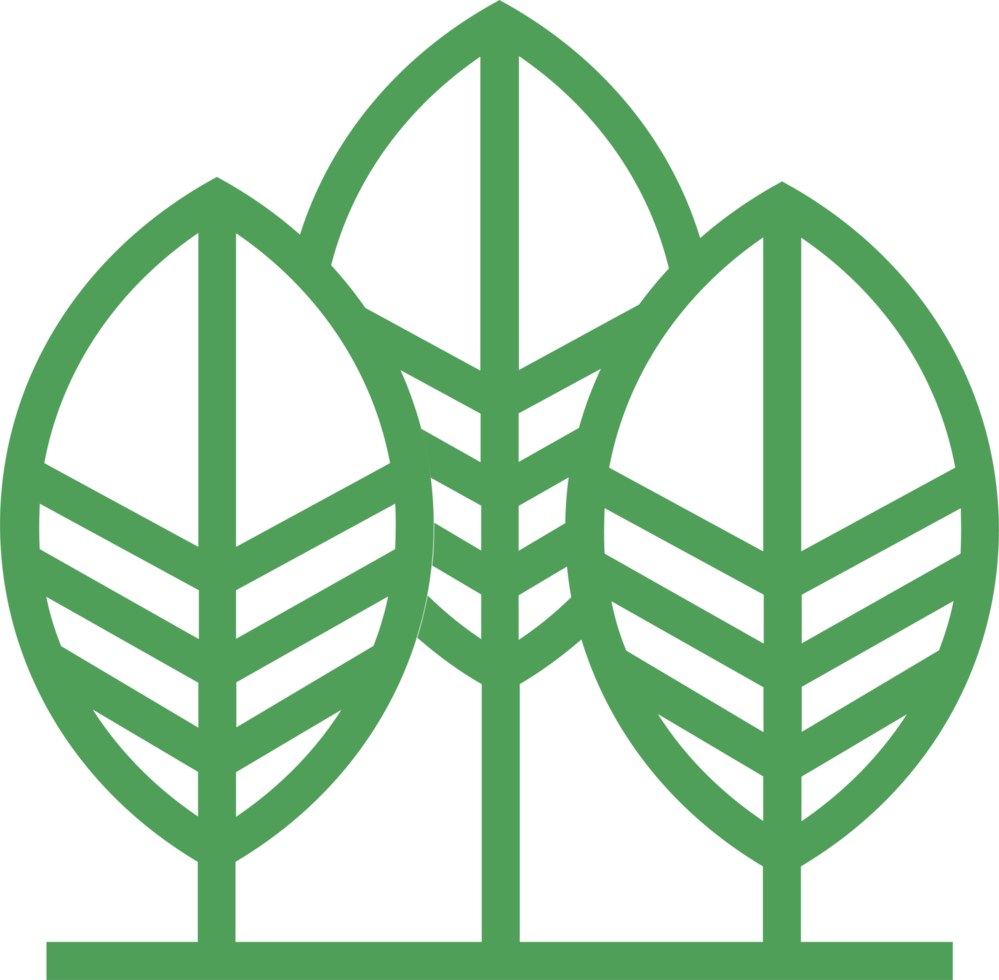A green logo with three leaves png