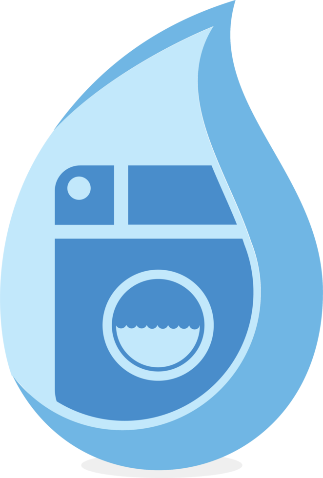 A blue water drop with a washing machine icon png
