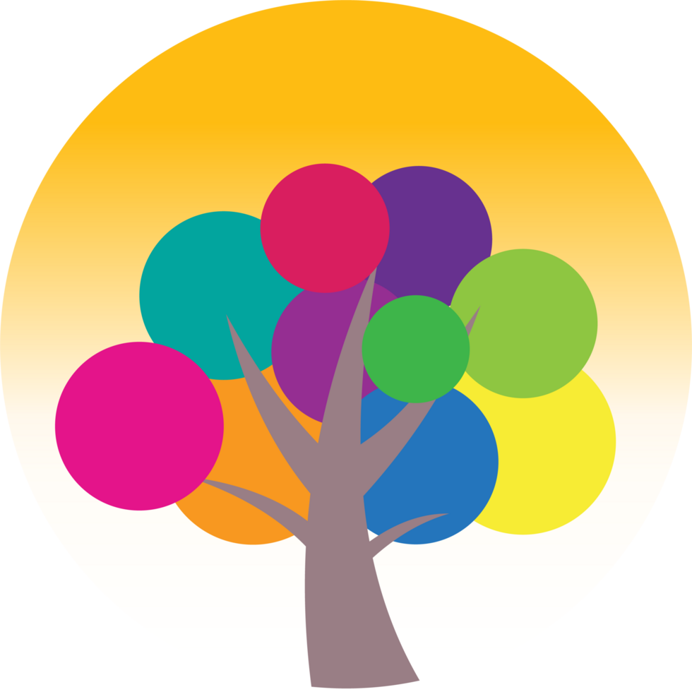 A colorful tree with many different colored balls on it png