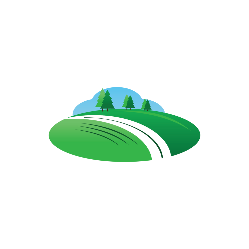 A green landscape with trees and a road png