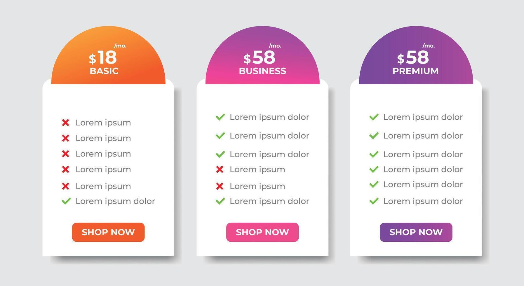 Business pricing plans table and pricing chart Price list for web or app. Ui UX pricing design tables with Tariff plans comparison,subscription vector