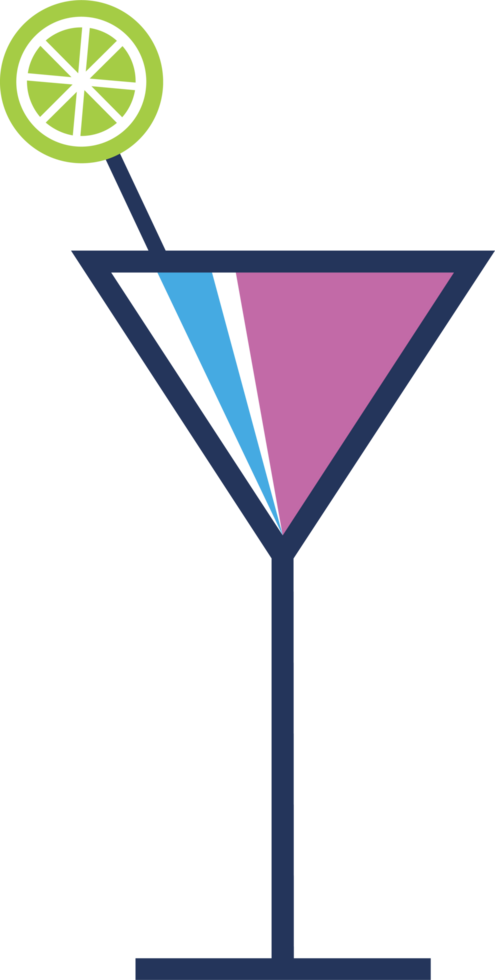 A martini glass with a lime slice on top png