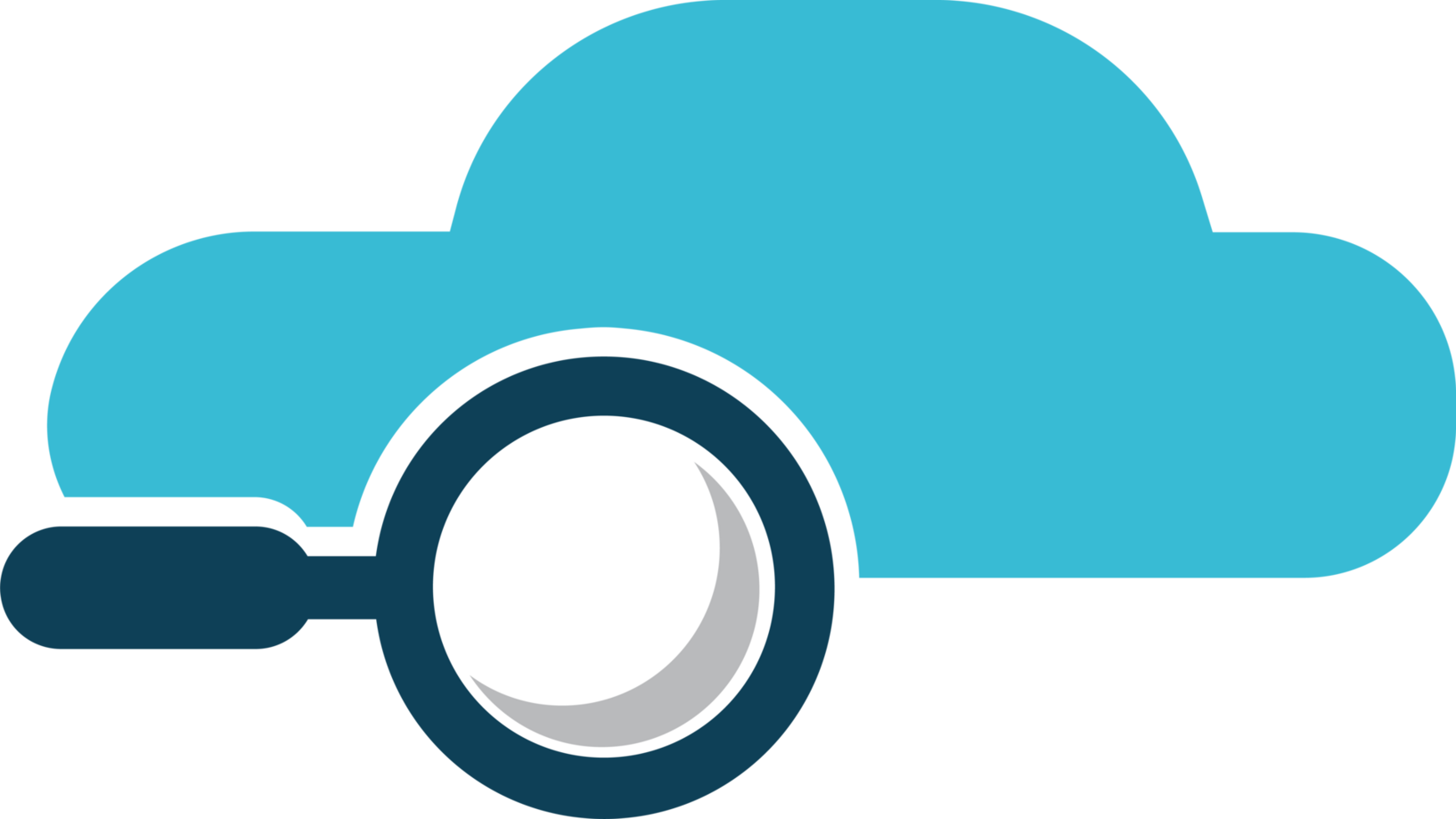 A blue cloud with a magnifying glass on it png