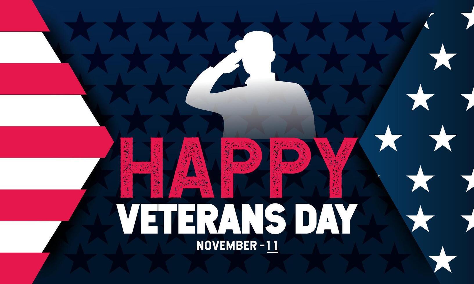 National Veteran Day with United States of American flag. Honoring all who served. Holiday concept with text inscription, perfect for background, Greeting Card, Poster, Banner, Web and vector