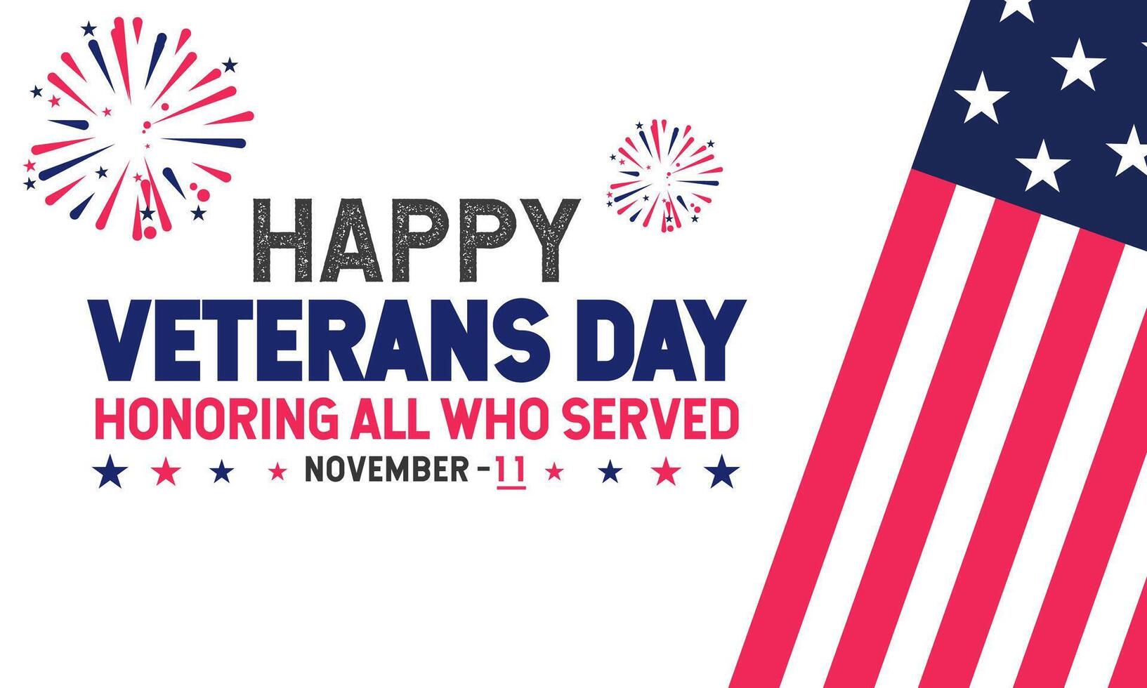 National Veteran Day template with United States of American flag. Holiday concept with text inscription, perfect for background, Greeting Card, Poster, Banner, Web and vector