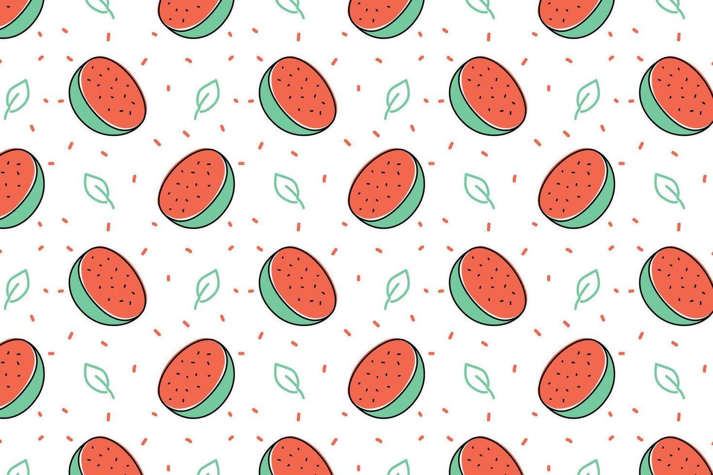 doodle watermelon seamless pattern background. summer fresh fruits seamless pattern with watermelon slices. watermelon slices pattern background. pink watermelon fruits background. vector