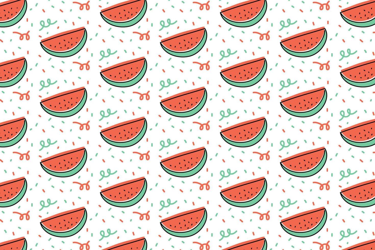pink watermelon pattern background. doodle watermelon seamless pattern background. summer fresh fruits seamless pattern with watermelon slices. watermelon fruits slices background. vector