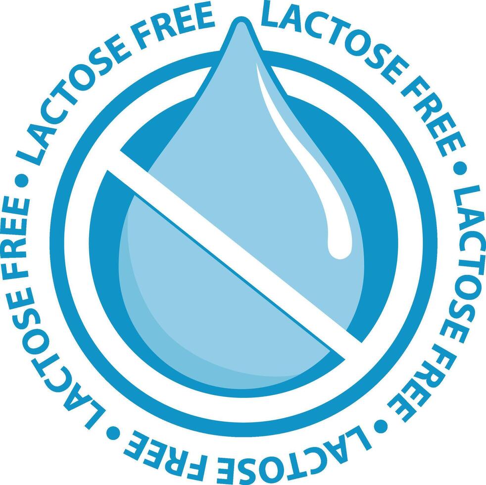 Lactose intolerance label for dairy products. Allergen free product. Sign for product packaging label. vector