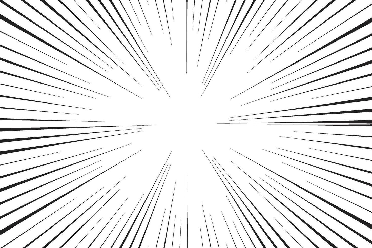 Comic book white and black radial lines background. Superhero action, explosion background, manga speed frame, illustration vector