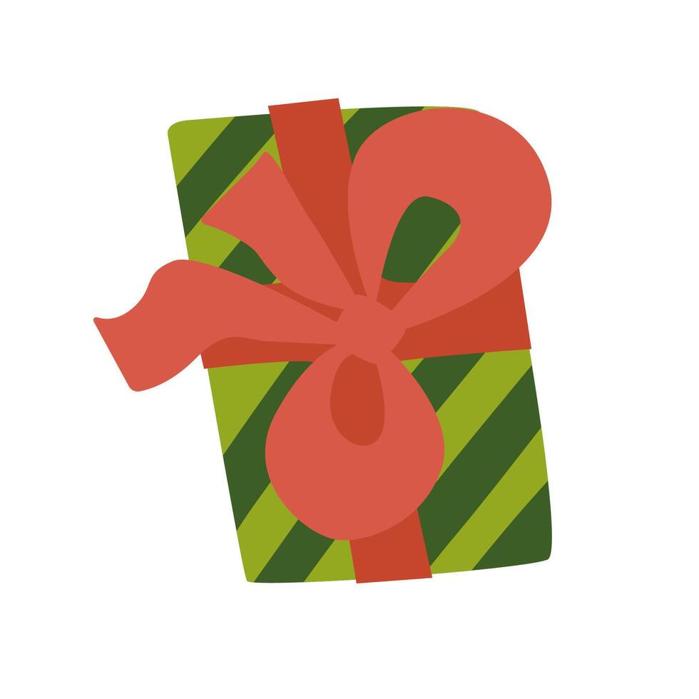 Gift box with fashionable ribbons and bows isolated. Present box. Decorative stylish wrap for presents package gift. Modern packing gift product. Gifts collection web icon. vector