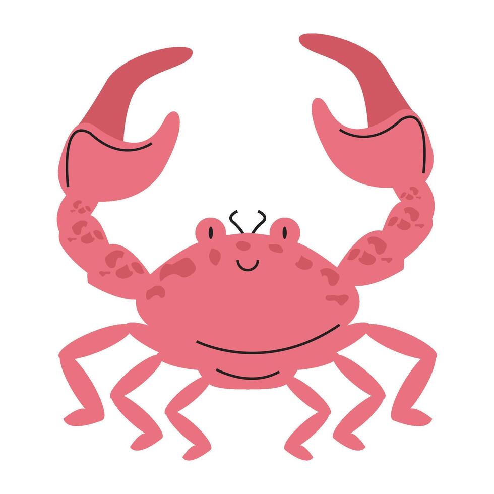 pink crab design over white vector