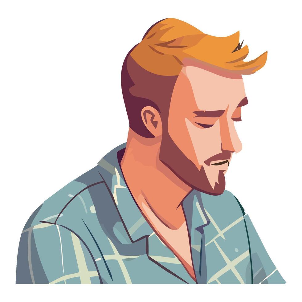 A man with a beard and a plaid shirt vector