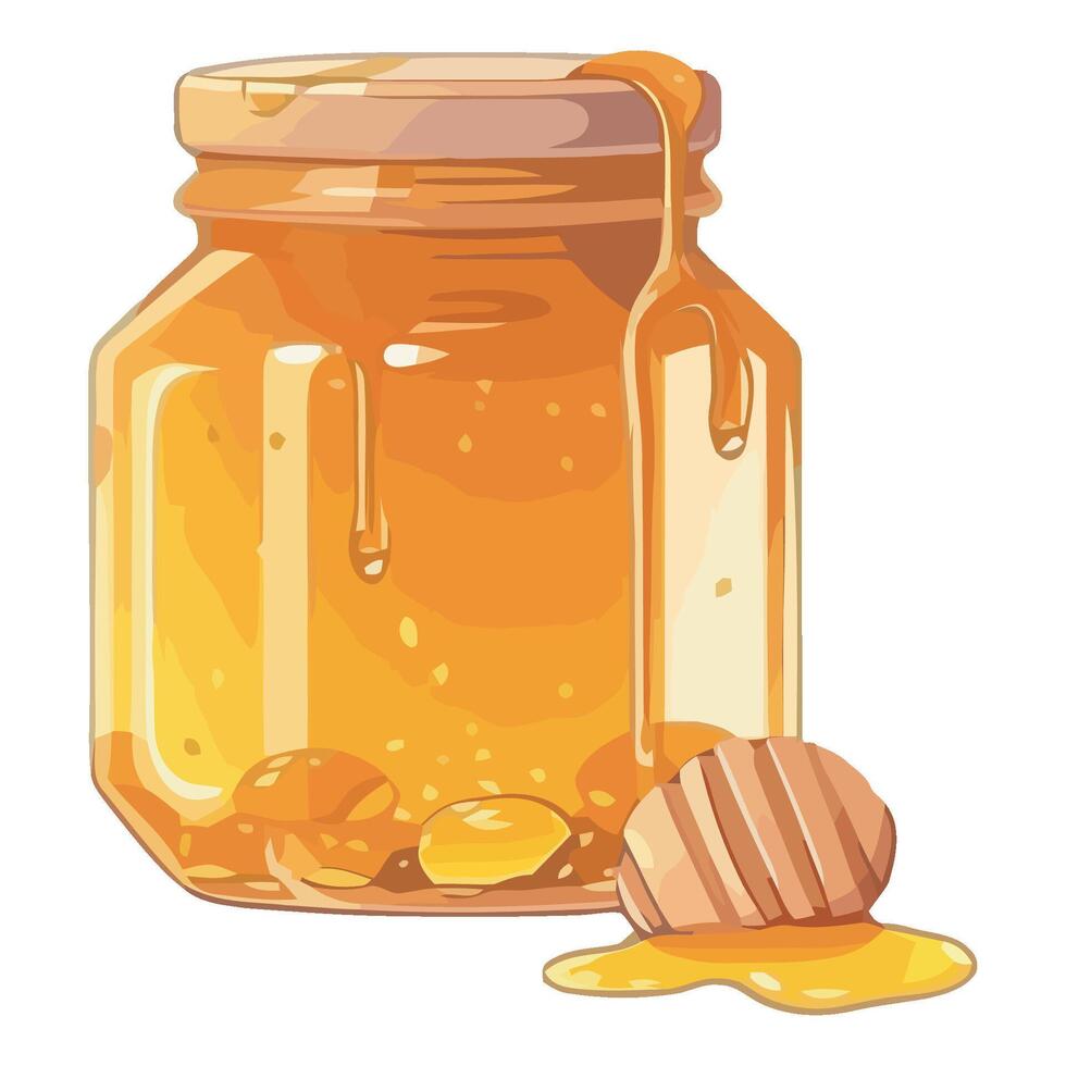 Honey jar with honey and honeycomb illustration vector