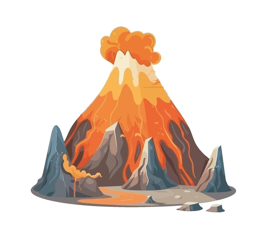 Volcanic landscape erupts in nature vector