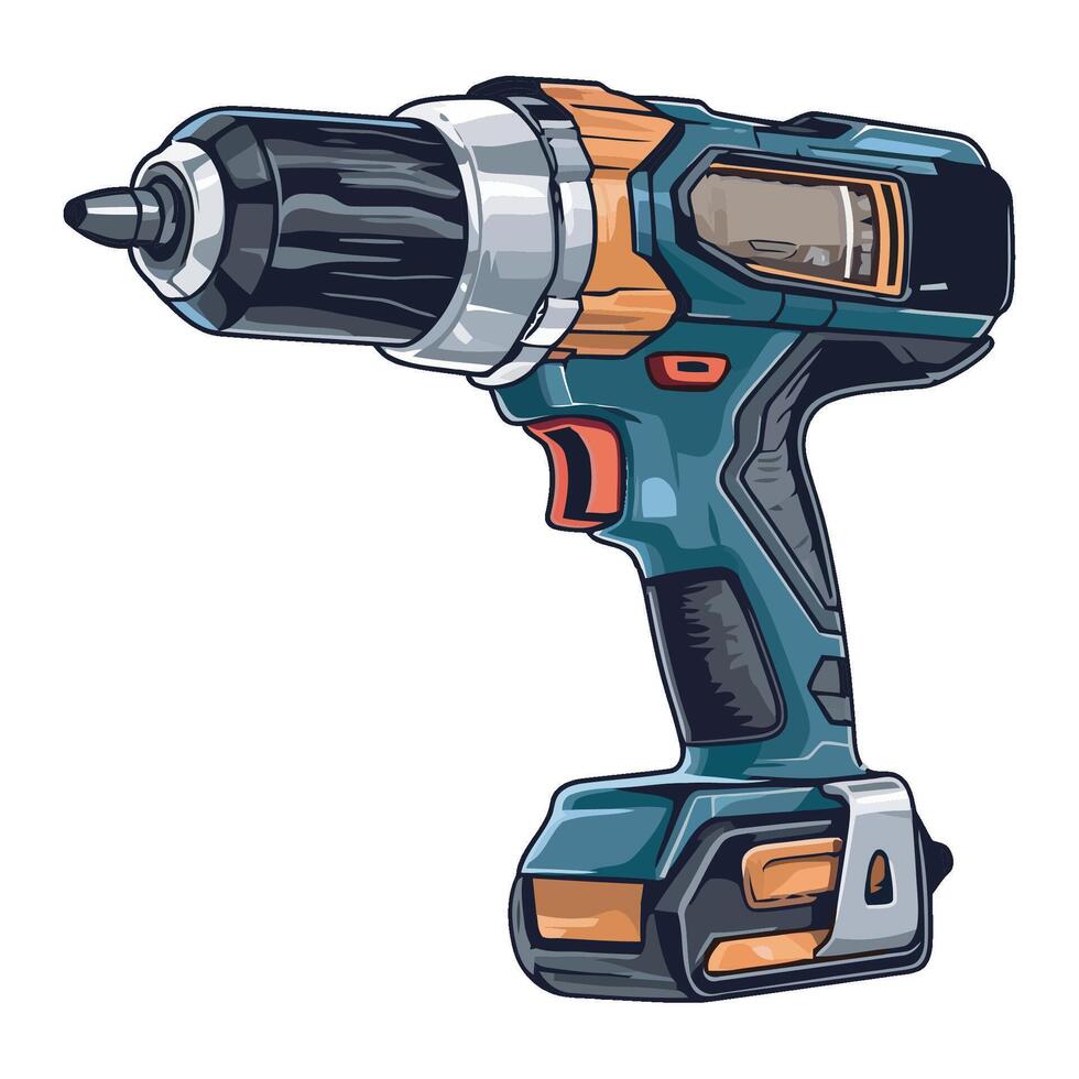 blue drill handle tool equipment icon vector