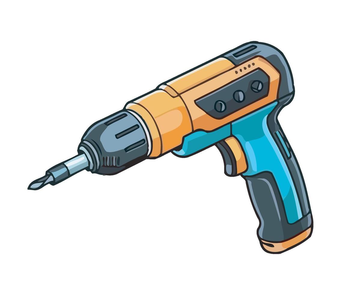 Construction industry uses sharp tools like drill vector