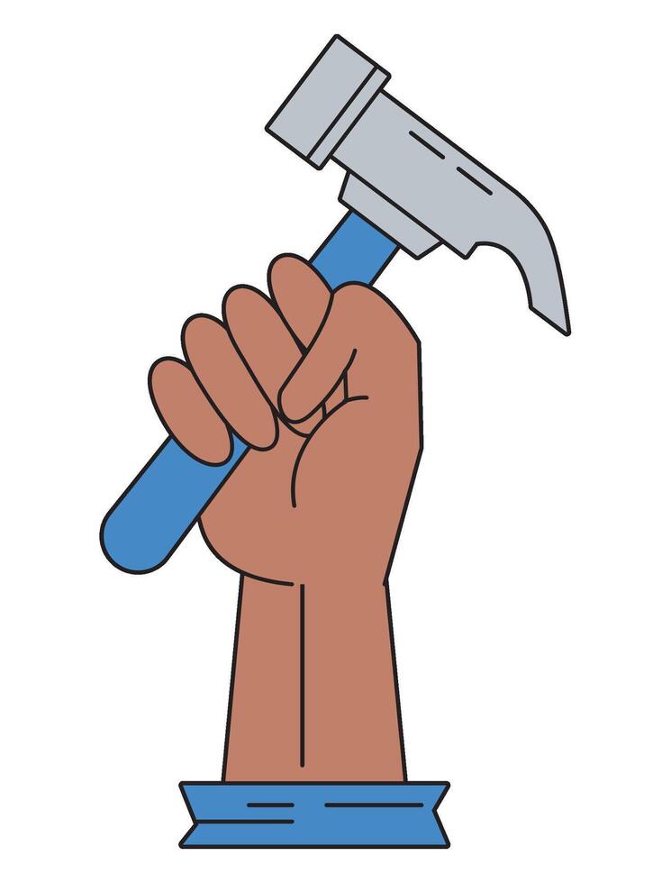 Hand holding hammer illustration design vector