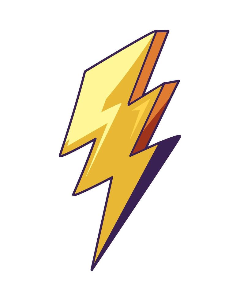 nineties pop art style thunderbolt isolated icon vector