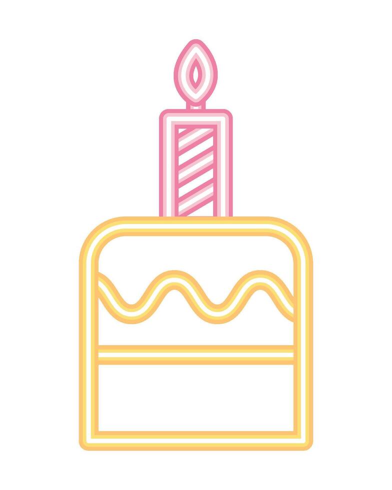 neon party birthday cake fun icon isolated vector