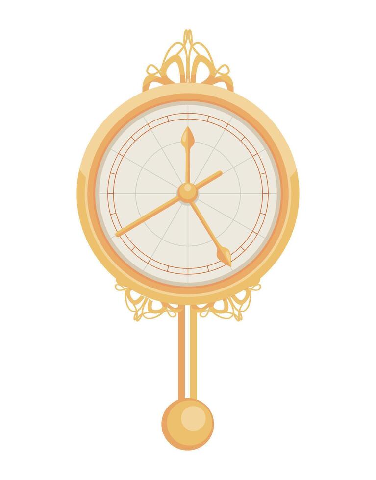 golden watch with pendulum icon isolated vector