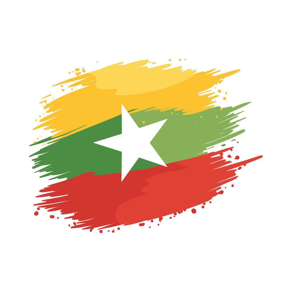 myanmar independence day grunge flag illustration vector