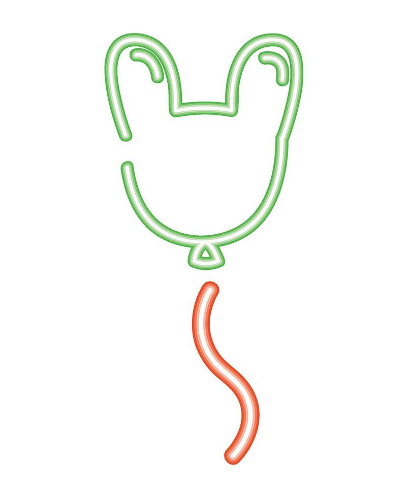 a neon balloon with a cat's head on it vector
