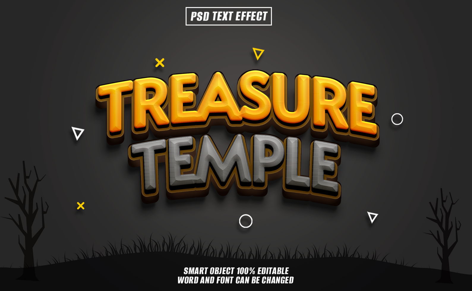 treasure temple text effect editable, typography, 3d text psd