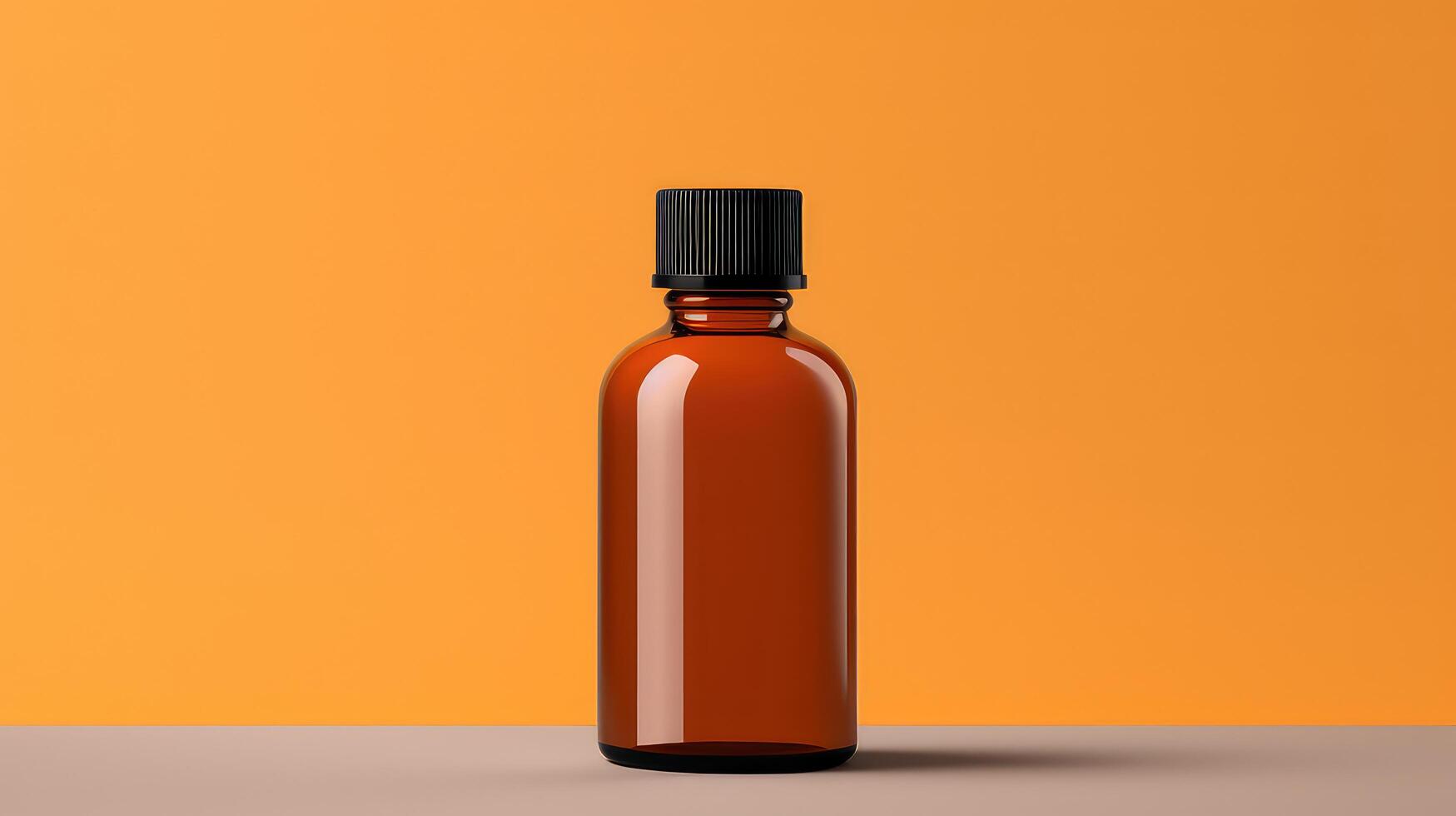 A bottle of perfume is sitting on a table photo