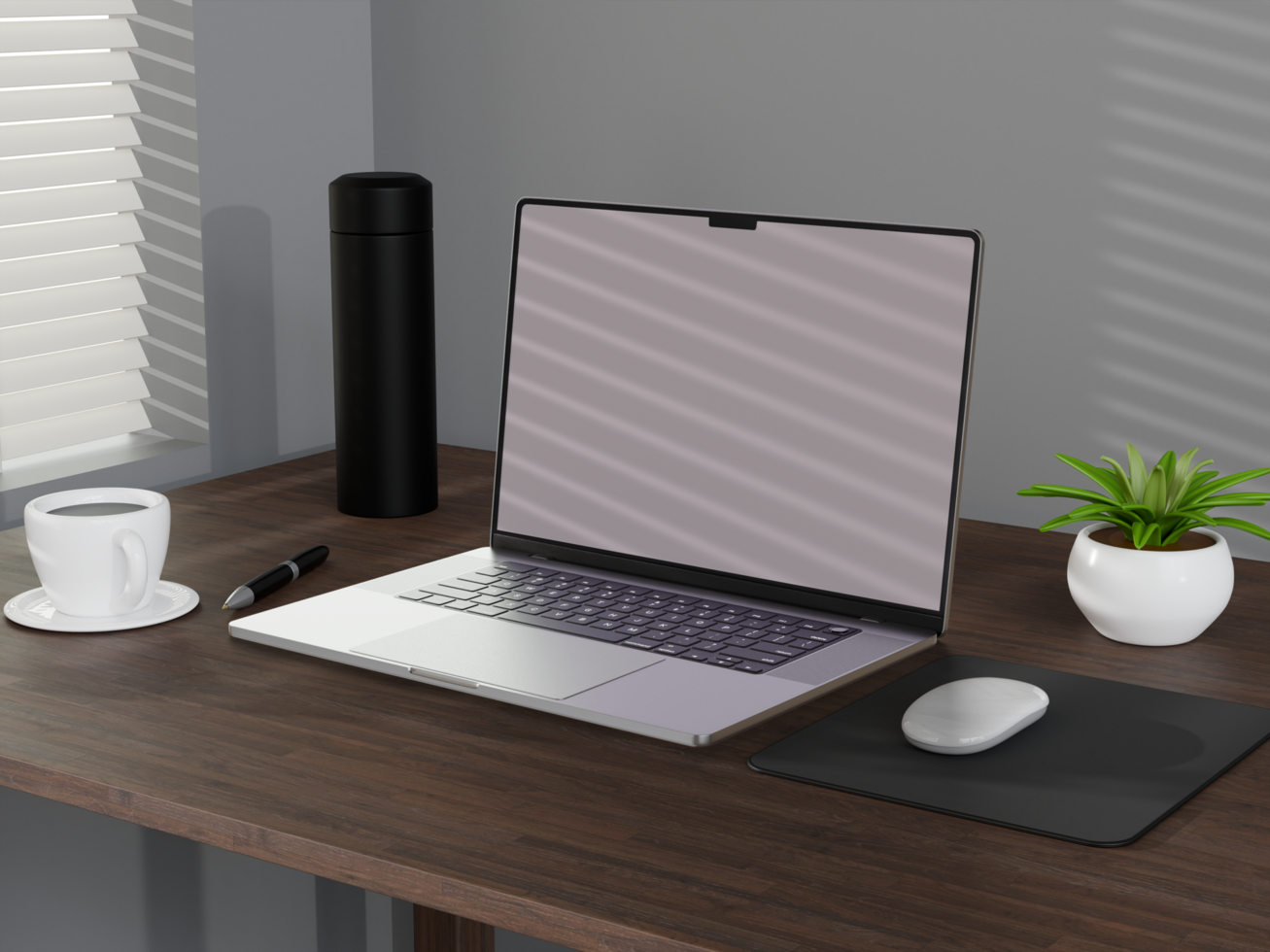 Laptop Mockup with White Screen psd