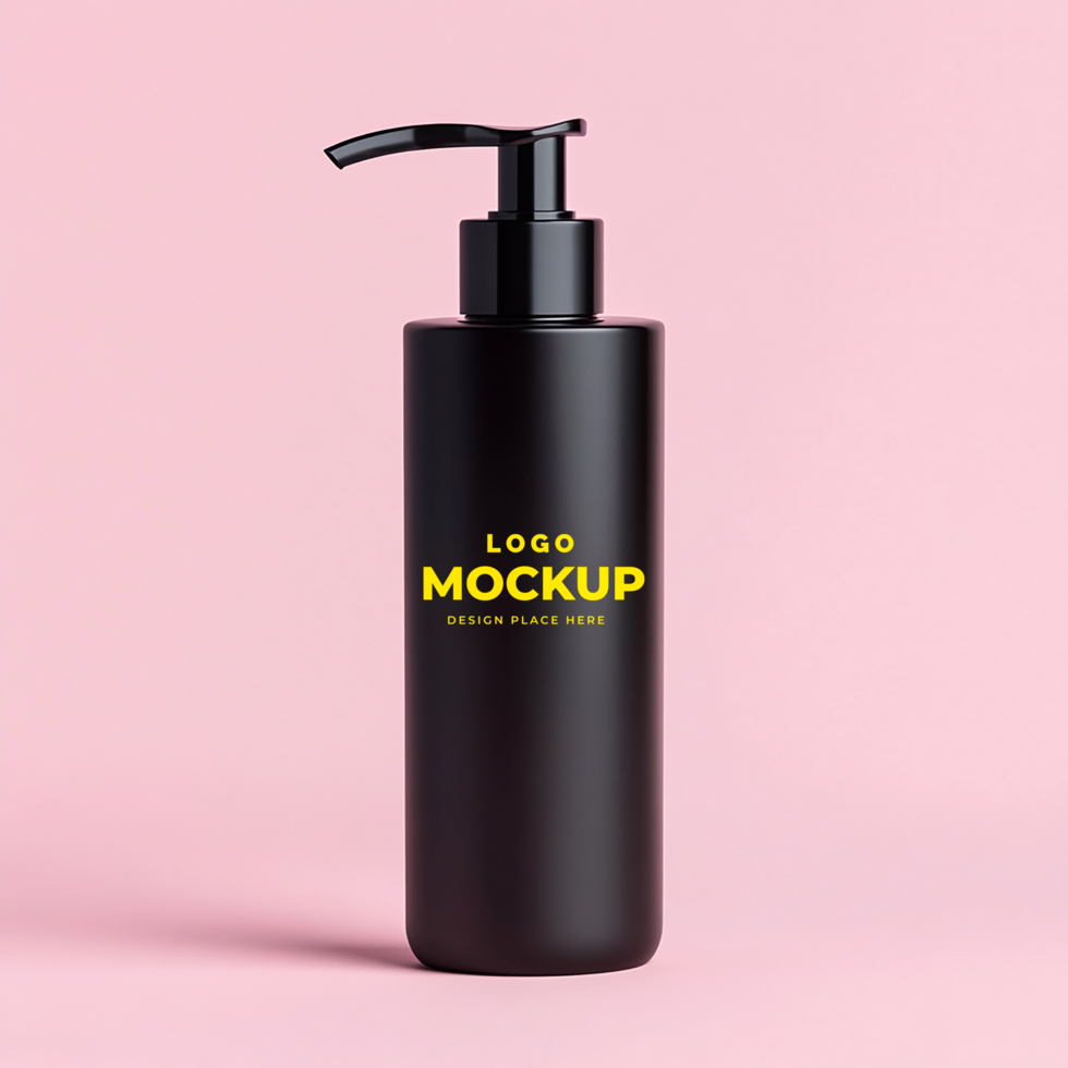A mockup of black facewash package set against a clean natural backdrop psd