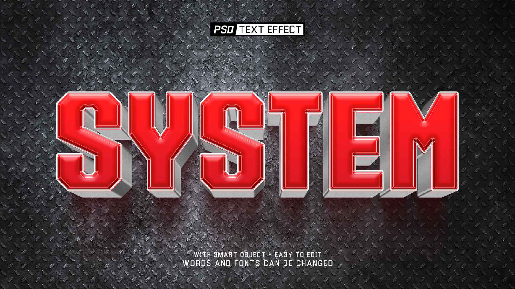 system 3d text effect psd