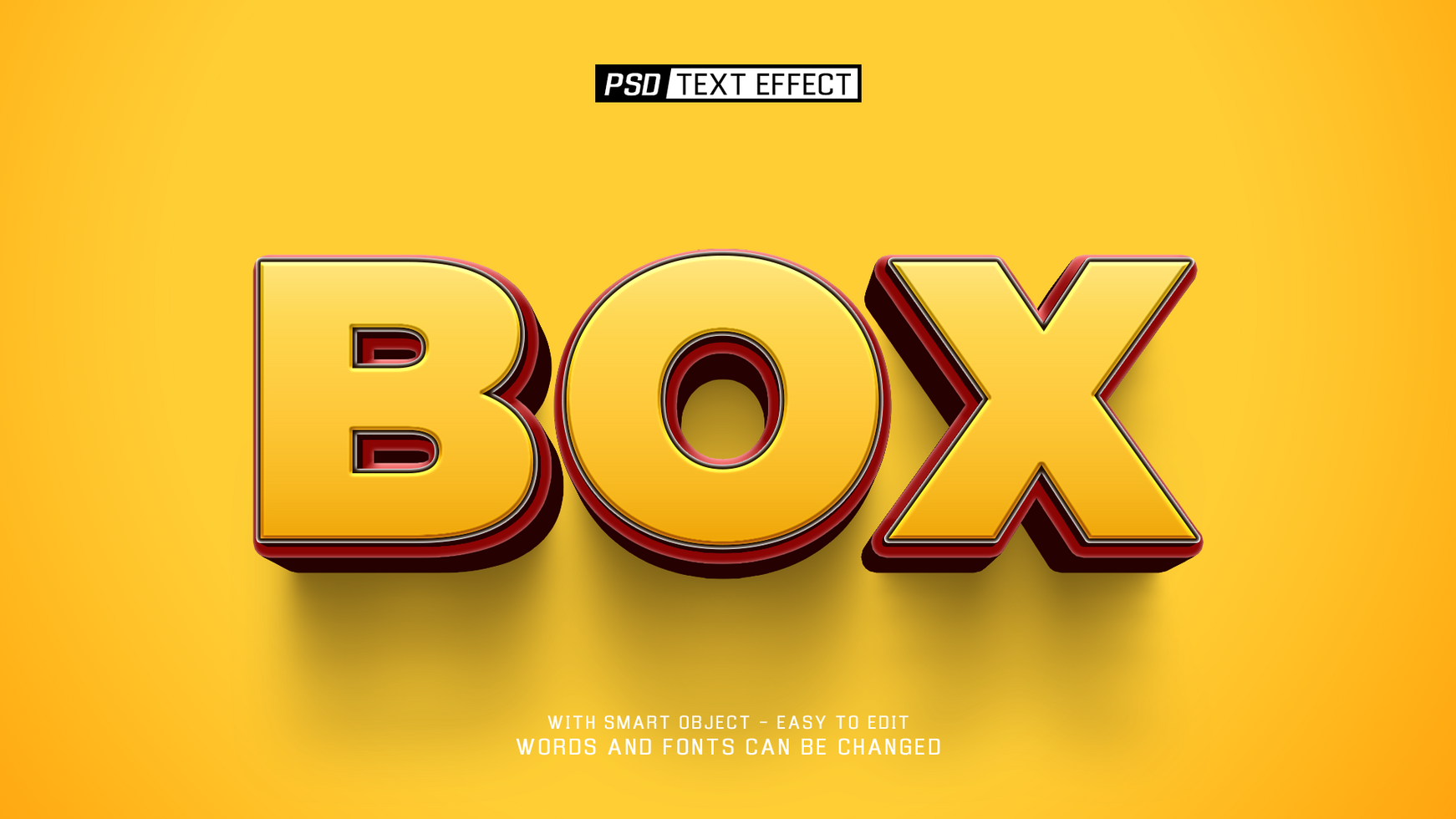 box 3d text effect psd